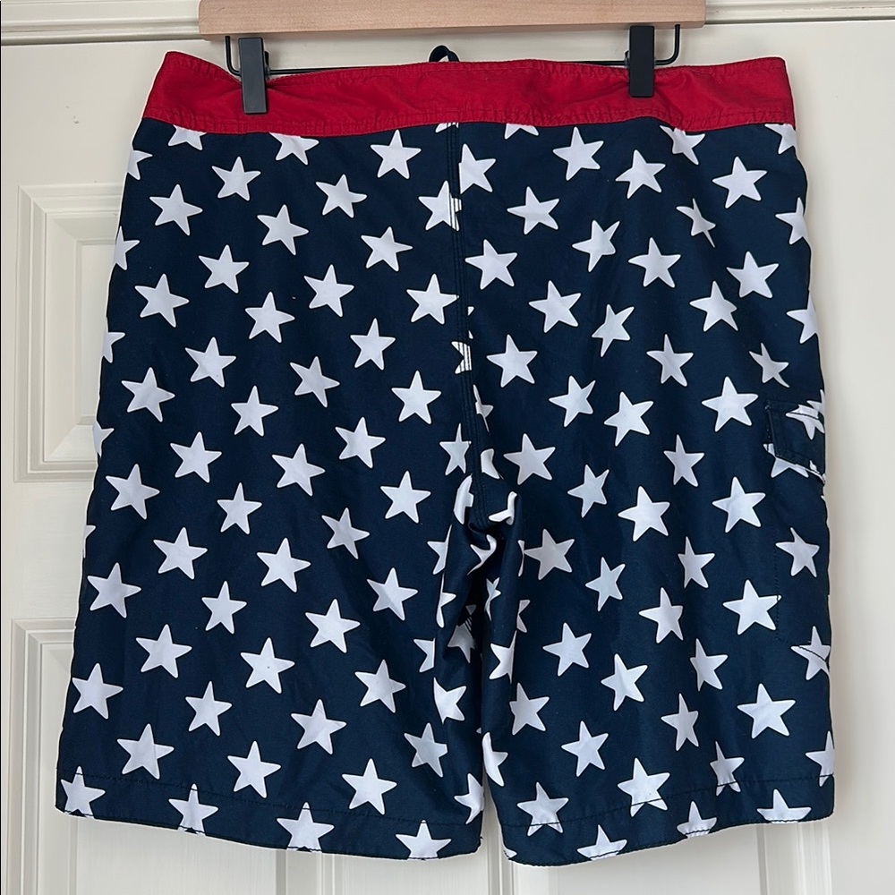 Men's Star-Patterned Swim Shorts - Red and Blue - Picture 2 of 4